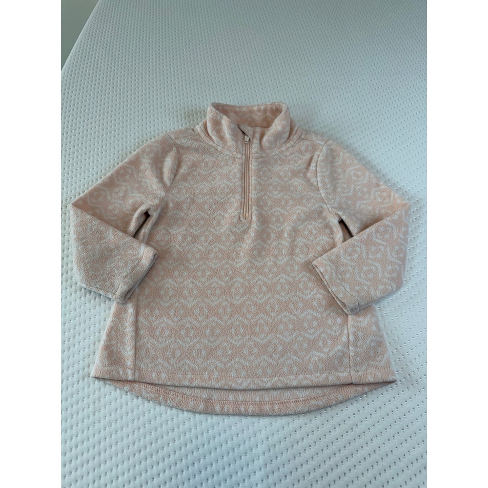 Old Navy Toddler Girls Peach White Fair Isle Fleece Quarter Zip Pullover 2T